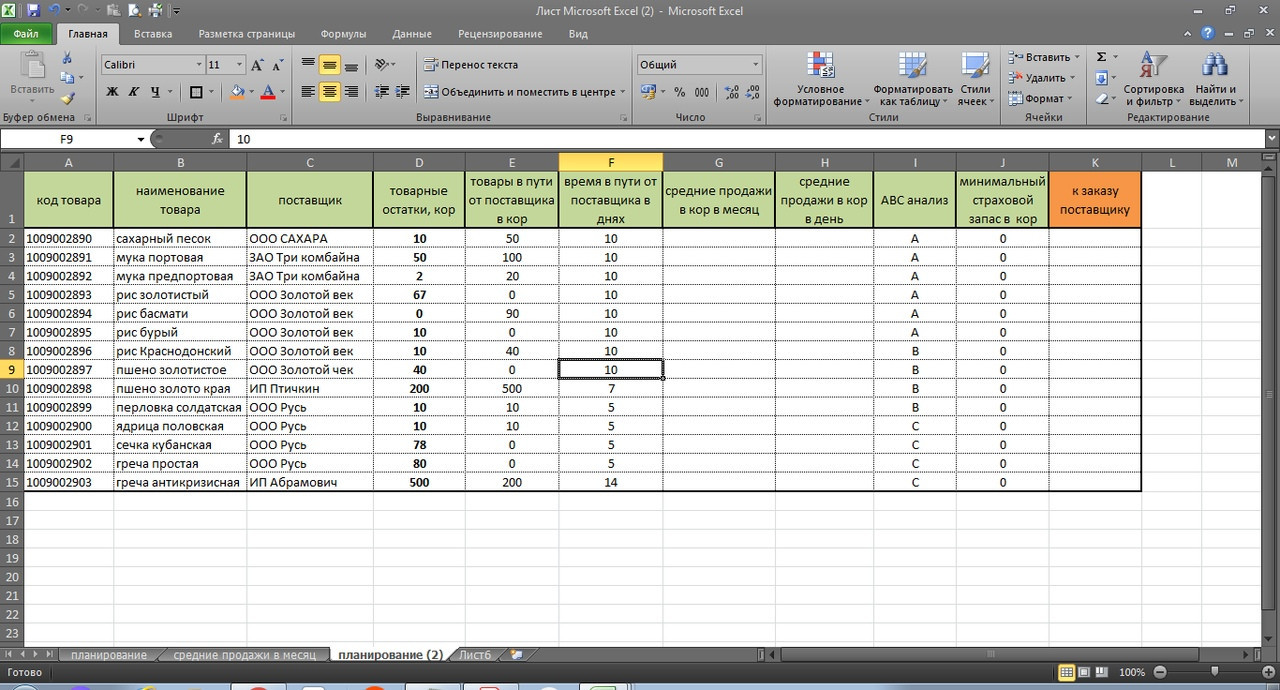 как-в-excel-вести-учет-товары