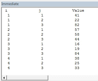 Вывод 2D-массива VBA