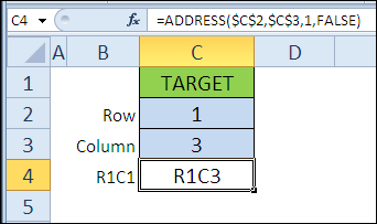 Функция АДРЕС в Excel