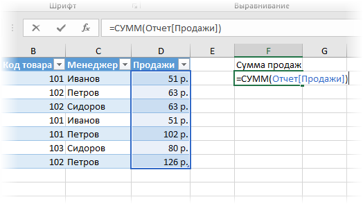 Ссылка на столбец таблицы