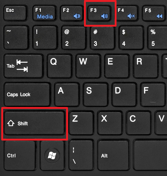 сочетание клавиш SHIFT+F3
