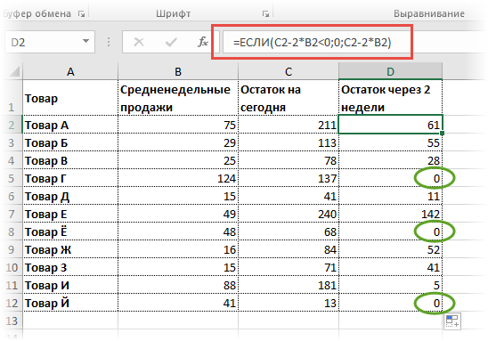 Функция ЕСЛИ для условия в формуле 