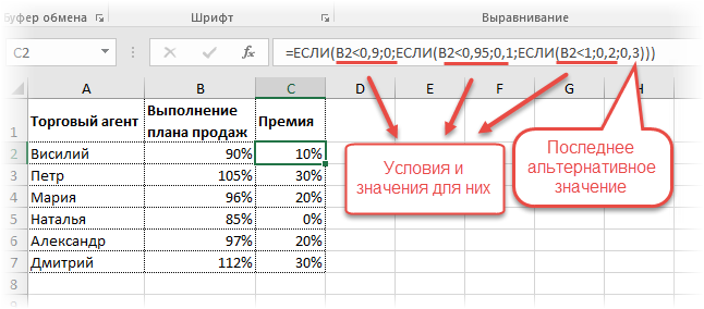 Множественные условия в функции IF 