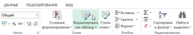 Таблицы в Excel