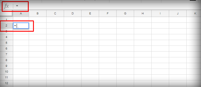 Ставим знак «=» в ячейку или в строку для формул «fx»