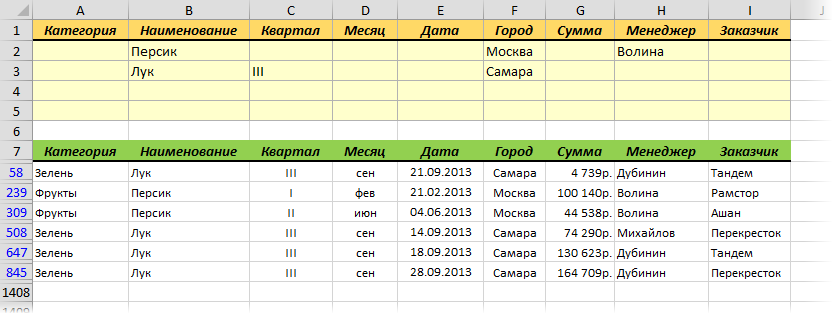 Как сделать фильтр в Excel