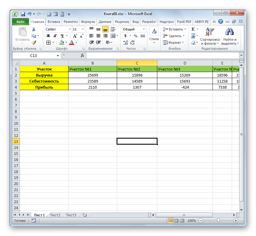 основная таблица удалена в Microsoft Excel