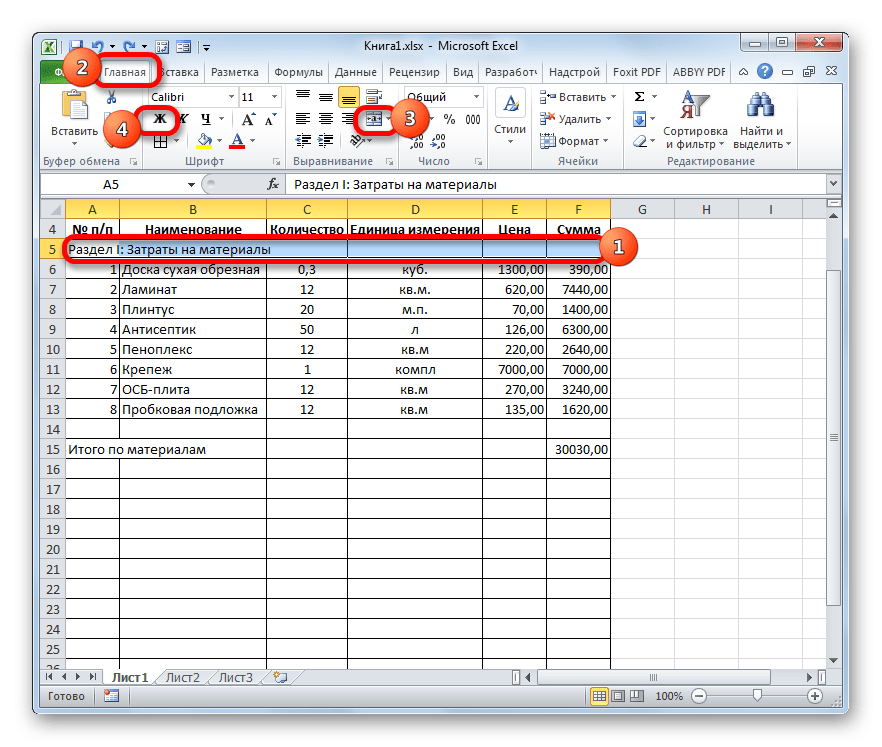 Форматирование раздела строки I в Microsoft Excel