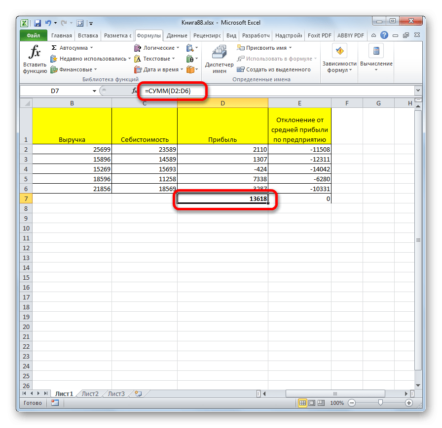 Результаты AMPS в Microsoft Excel 