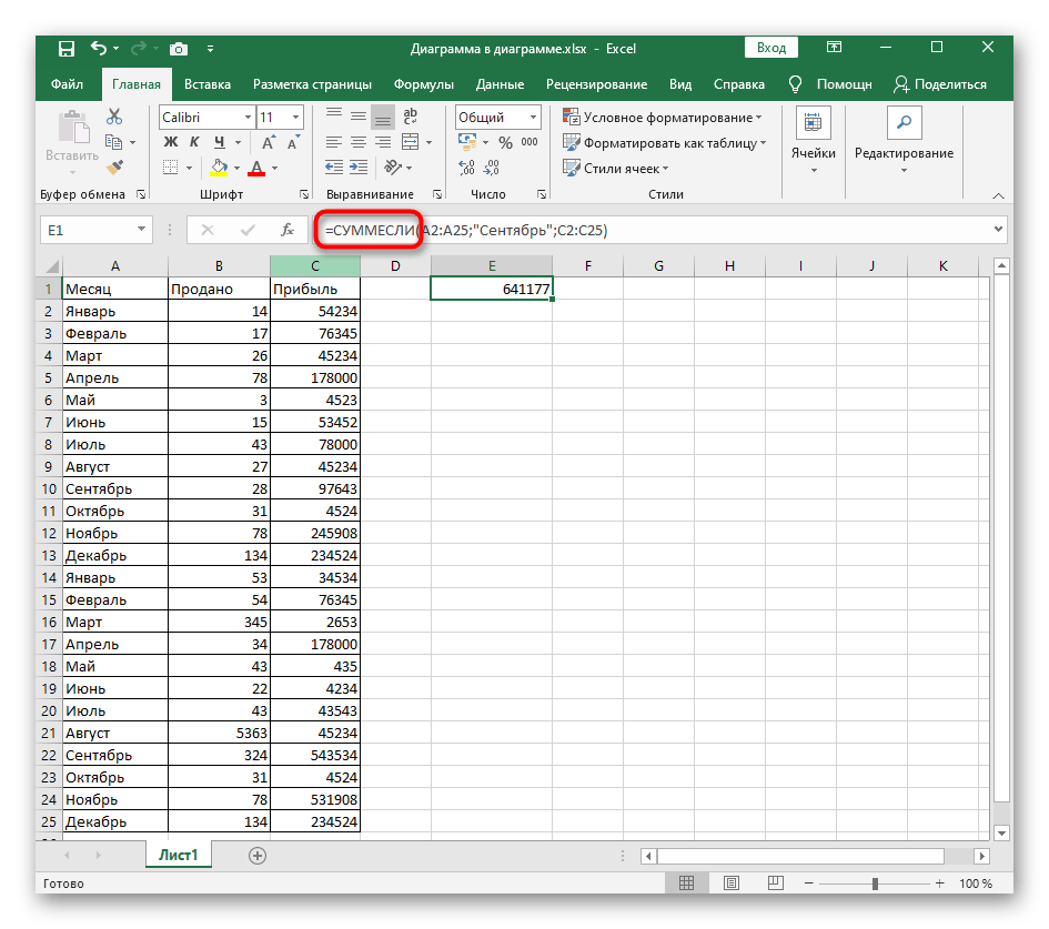 Объявите функцию СУММЕСЛИ в Excel при использовании для сопоставления имен